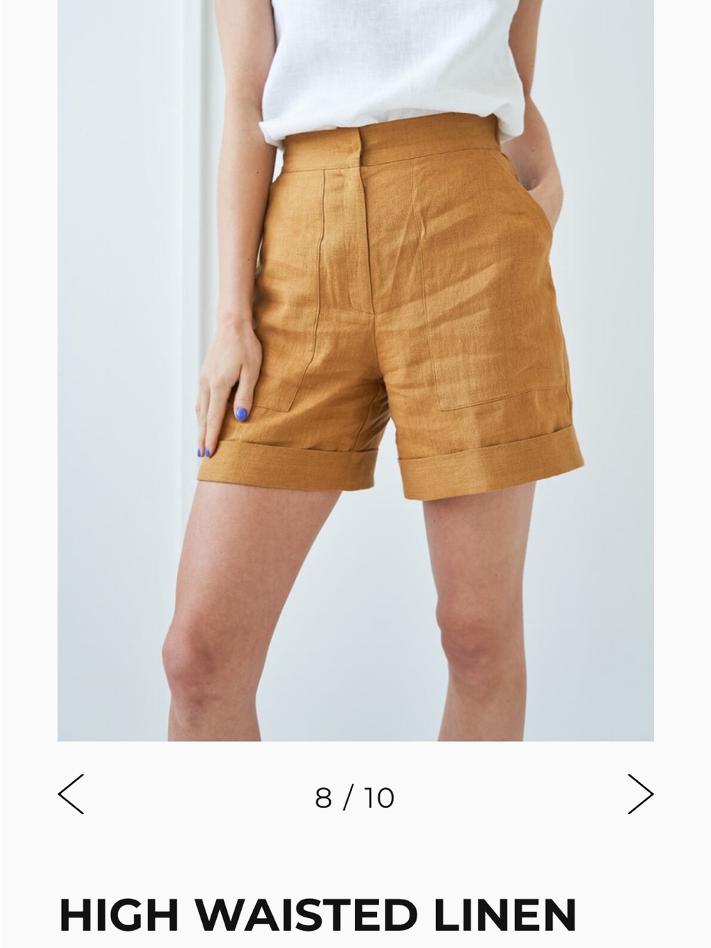Cornflower Blue 100% Linen High-Waist Women's Shorts